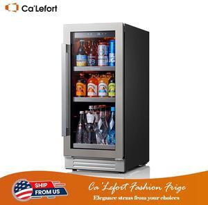 Ca'Lefort 15 Inch Beverage Refrigerator Cooler - 80 Can Capacity Drink Fridge with Glass Door, Built-in or Freestanding for Home/Kitchen (3.0 cu.ft)