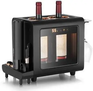 Ca'lefort New Wine Chiller 3 In 1 Mini Wine Cooler For 2 Bottles with Thermostatic Control 46°F-64°F Electric Opener & Crystal Gift For Men/Women Ca'lefort New Wine Chiller 3 In 1 Mini Wine Cooler For 2 Bottles with Thermostatic Control 46°F-64°F Electric Opener & Crystal Gift For Men/Women