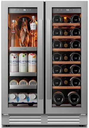 Ca'Lefort 24 Inch Wine and Beverage Refrigerator, 60 Can and 20 Bottle Dual Zone Wine Fridge with Glass French Door, Adjustable Shelves, Built-in/Freestanding for Home Kitchen, Bar, Office (4.1 cu.ft) Ca'Lefort 24 Inch Wine and Beverage Refrigerator, 60 Can and 20 Bottle Dual Zone Wine Fridge with Glass French Door, Adjustable Shelves, Built-in/Freestanding for Home Kitchen, Bar, Office (4.1 cu.ft)