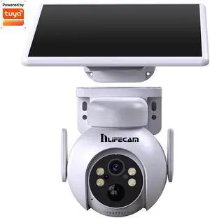 inLifeCam 3.0MP Tuya Smart APP Outdoor Pan Tilt PTZ Battery Solar Panels Full Color Night IP Camera System WIFI