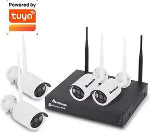 inLifeCam 8 Channel with 4pcs Camera Tuya Smart app Outdoor Bullet IP Camera Security Surveillance System Wireless NVR Kit Not include Hard Disk 2.0 MP