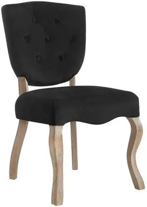 Array Vintage French Velvet Dining Side Chair - Black