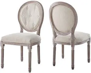 Arise Vintage French Upholstered Fabric Dining Side Chair Set of 2 by Modway