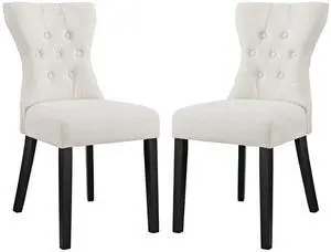Silhouette Upholstered Fabric Dining Side Chairs Set of 2 by Modway