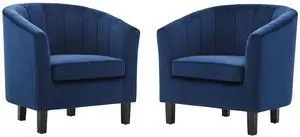Prospect Channel Tufted Performance Velvet Armchair Set of 2 by Modway