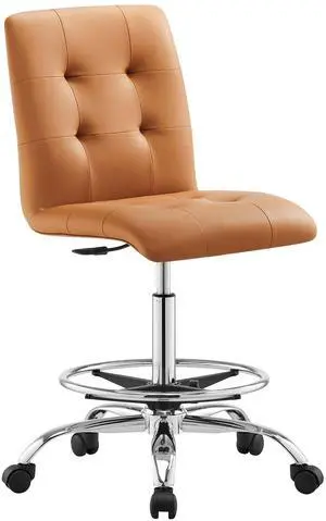 Prim Armless Vegan Leather Drafting Chair by Modway