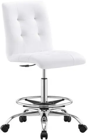 Prim Armless Vegan Leather Drafting Chair by Modway