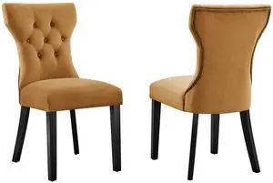 Silhouette Performance Velvet Dining Chairs Set of 2 by Modway