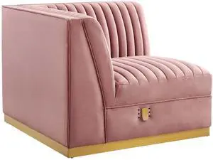 Sanguine Channel Tufted Performance Velvet Modular Sectional Sofa Left Corner Chair by Modway