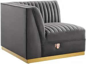 Sanguine Channel Tufted Performance Velvet Modular Sectional Sofa Left Corner Chair by Modway