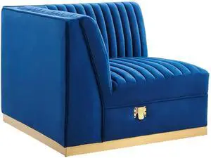 Sanguine Channel Tufted Performance Velvet Modular Sectional Sofa Left Corner Chair by Modway