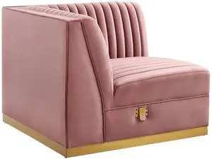 Sanguine Channel Tufted Performance Velvet Modular Sectional Sofa Right Corner Chair by Modway