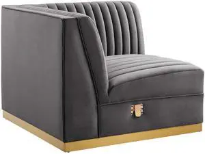 Sanguine Channel Tufted Performance Velvet Modular Sectional Sofa Right Corner Chair by Modway