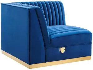 Sanguine Channel Tufted Performance Velvet Modular Sectional Sofa Right Corner Chair by Modway