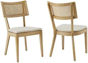 Caledonia Fabric Upholstered Wood Dining Chair Set of 2 by Modway