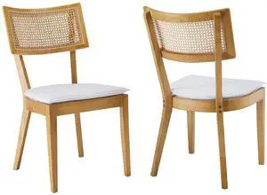 Caledonia Fabric Upholstered Wood Dining Chair Set of 2 by Modway