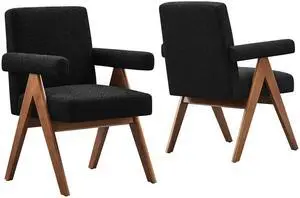 Lyra Boucle Fabric Dining Room Chair Set of 2 by Modway