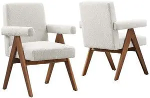 Lyra Boucle Fabric Dining Room Chair Set of 2 by Modway