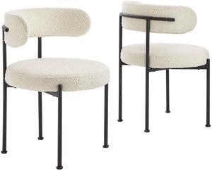 Albie Boucle Fabric Dining Chairs Set of 2 by Modway