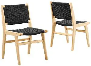 Saoirse Woven Rope Wood Dining Side Chair Set of 2 by Modway