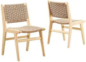 Saoirse Woven Rope Wood Dining Side Chair Set of 2 by Modway