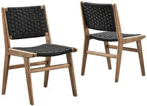 Saoirse Woven Rope Wood Dining Side Chair Set of 2 by Modway