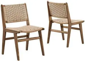 Saoirse Woven Rope Wood Dining Side Chair Set of 2 by Modway