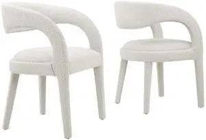 Pinnacle Boucle Upholstered Dining Chair Set of 2 by Modway