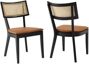 Caledonia Vegan Leather Upholstered Wood Dining Chairs Set of 2 by Modway