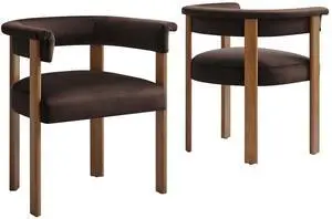 Imogen Performance Velvet Barrel Dining Chairs Set of 2 by Modway