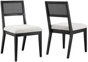 Nimba Faux Rattan Fabric Dining Chairs Set of 2 by Modway