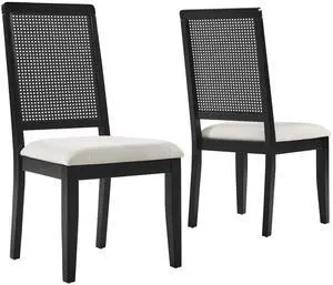 Arlo Faux Rattan and Wood Dining Side Chairs Set of 2 by Modway