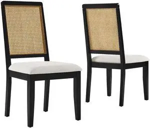 Arlo Faux Rattan and Wood Dining Side Chairs Set of 2 by Modway
