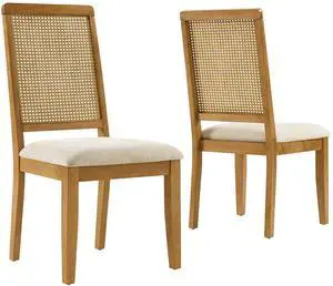 Arlo Faux Rattan and Wood Dining Side Chairs Set of 2 by Modway