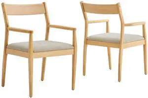 Solara Fabric Wood Dining Armchairs Set of 2 by Modway