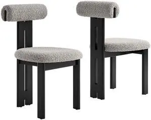 Torian Boucle Fabric Dining Chair Set of 2 by Modway
