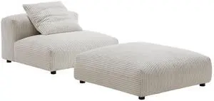 Solace Modular Corduroy Upholstered Armless Chair and Ottoman Set by Modway