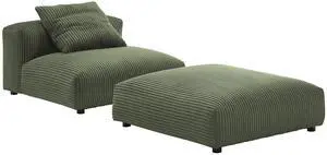 Solace Modular Corduroy Upholstered Armless Chair and Ottoman Set by Modway
