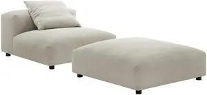 Solace Modular Upholstered Fabric Armless Chair and Ottoman Set by Modway