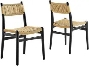 Wynn Rope and Wood Dining Side Chairs Set of 2 by Modway
