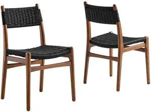 Wynn Rope and Wood Dining Side Chairs Set of 2 by Modway