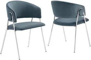 Nella Upholstered Performance Velvet Dining Chair Set of 2 by Modway