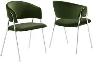 Nella Upholstered Performance Velvet Dining Chair Set of 2 by Modway