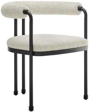 Turin Curved Back Boucle and Metal Dining Accent Chair by Modway