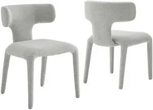 Stellan Curved Back Boucle Upholstered Dining Chair Set of 2 by Modway