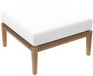 Clearwater Outdoor Patio Teak Wood Ottoman Gray White EEI-5854-GRY-WHI Clearwater Outdoor Patio Teak Wood Ottoman Gray White EEI-5854-GRY-WHI