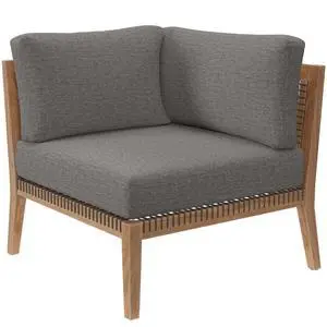 Clearwater Outdoor Patio Teak Wood Corner Chair Gray Graphite EEI-5855-GRY-GPH Clearwater Outdoor Patio Teak Wood Corner Chair Gray Graphite EEI-5855-GRY-GPH