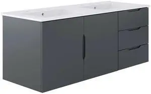 Vitality 48" Double Sink Bathroom Vanity Gray White EEI-5785-GRY-WHI Vitality 48" Double Sink Bathroom Vanity Gray White EEI-5785-GRY-WHI