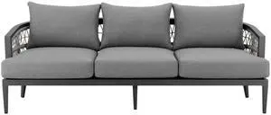 Zella Outdoor Patio Sofa in Aluminum with Light Gray Rope and Earl Gray Cushions Zella Outdoor Patio Sofa in Aluminum with Light Gray Rope and Earl Gray Cushions