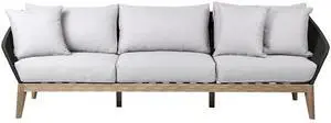 Athos Indoor Outdoor 3 Seater Sofa in Light Eucalyptus Wood with Charcoal Rope and Gray Cushions Athos Indoor Outdoor 3 Seater Sofa in Light Eucalyptus Wood with Charcoal Rope and Gray Cushions